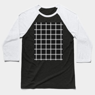 Black with Grey Squares Grid Baseball T-Shirt